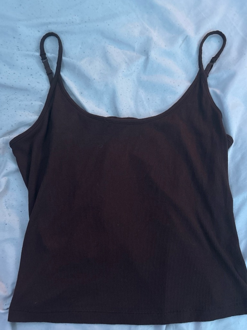 Brown Ribbed Spaghetti Strap Tank Top - Women